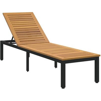 vidaXL Leżak słoneczny Czarny 200x55x35 cm z litego drewna akacjowego vidaXL Leżak słoneczny Czarny 200x55x35 cm z litego drewna akacjowego