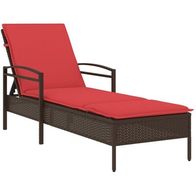 vidaXL Leżak słoneczny z poduszką Brązowy 63x200x81 cm Poli Rattan vidaXL Leżak słoneczny z poduszką Brązowy 63x200x81 cm Poli Rattan