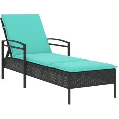 vidaXL Leżak słoneczny z poduszką Czarny 63x200x81 cm Poli Rattan vidaXL Leżak słoneczny z poduszką Czarny 63x200x81 cm Poli Rattan