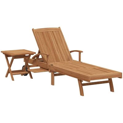 vidaXL Leżak z poduszką 1-osoba 2 pcs Brązowy Lite drewno teakowe vidaXL Leżak z poduszką 1-osoba 2 pcs Brązowy Lite drewno teakowe