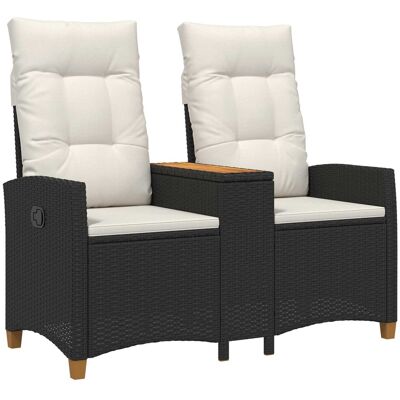 vidaXL Leżanka z stolikiem Czarny i kremowo-biały 126 x 65 x 112 cm vidaXL Leżanka z stolikiem Czarny i kremowo-biały 126 x 65 x 112 cm