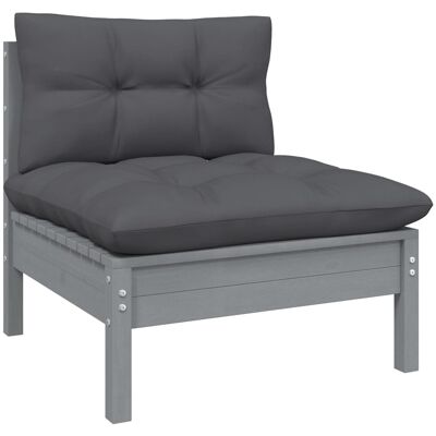 vidaXL Centralny Sofa Ogrodowy - Szary, Modułowy, Drewno sosnowe - Meble Ogrodowe vidaXL Centralny Sofa Ogrodowy - Szary, Modułowy, Drewno sosnowe - Meble Ogrodowe