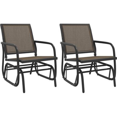 vidaXL Ogrodowe fotele bujane, 2 szt., brąz, 61x76x87 cm, textilene vidaXL Ogrodowe fotele bujane, 2 szt., brąz, 61x76x87 cm, textilene