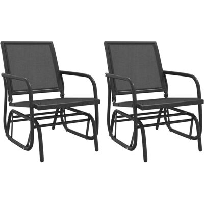 vidaXL Ogrodowe fotele bujane, 2 szt., czarne, 61x76x87 cm, textilene vidaXL Ogrodowe fotele bujane, 2 szt., czarne, 61x76x87 cm, textilene