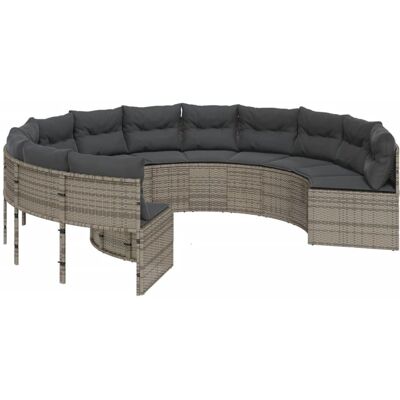 vidaXL Sofa ogrodowa z poduszkami, okrągła, szary rattan PE vidaXL Sofa ogrodowa z poduszkami, okrągła, szary rattan PE