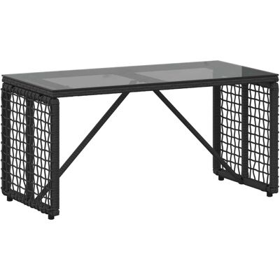 vidaXL Stół na Zewnątrz Czarny 80 x 40 x 40 cm Rattan PE i Szkło vidaXL Stół na Zewnątrz Czarny 80 x 40 x 40 cm Rattan PE i Szkło