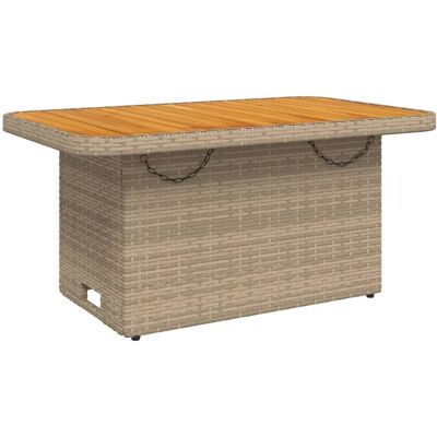 vidaXL Stół ogrodowy, beżowy, 90x55x71 cm, polirattan i akacja vidaXL Stół ogrodowy, beżowy, 90x55x71 cm, polirattan i akacja