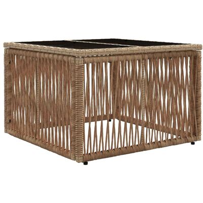 vidaXL Stół Ogrodowy Beżowy i czarny 55 x 55 x 37 cm Rattan PE i Szkło vidaXL Stół Ogrodowy Beżowy i czarny 55 x 55 x 37 cm Rattan PE i Szkło