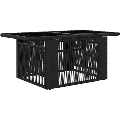 vidaXL Stół Ogrodowy Czarny 100 x 55 x 37 cm Rattan PE i Szkło vidaXL Stół Ogrodowy Czarny 100 x 55 x 37 cm Rattan PE i Szkło