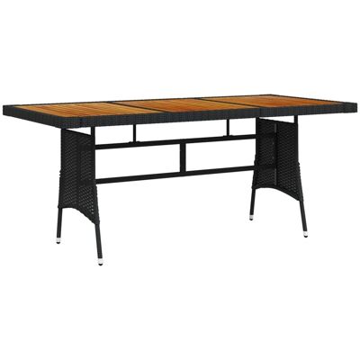 vidaXL Stół ogrodowy, czarny, 160x70x72 cm, rattan PE i drewno akacjowe vidaXL Stół ogrodowy, czarny, 160x70x72 cm, rattan PE i drewno akacjowe