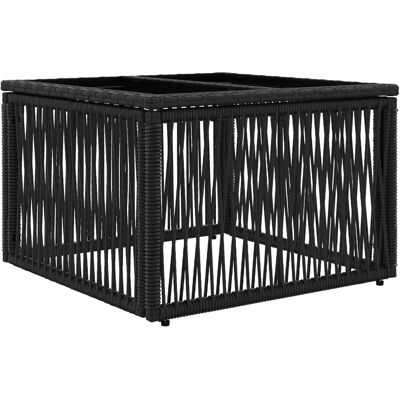 vidaXL Stół Ogrodowy Czarny 55 x 55 x 37 cm Rattan PE i Szkło vidaXL Stół Ogrodowy Czarny 55 x 55 x 37 cm Rattan PE i Szkło