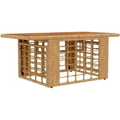 vidaXL Stół Ogrodowy naturalny 100 x 55 x 37 cm Rattan PE i Szkło vidaXL Stół Ogrodowy naturalny 100 x 55 x 37 cm Rattan PE i Szkło