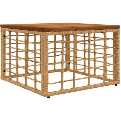 vidaXL Stół Ogrodowy naturalny 55 x 55 x 37 cm Rattan PE i Szkło vidaXL Stół Ogrodowy naturalny 55 x 55 x 37 cm Rattan PE i Szkło