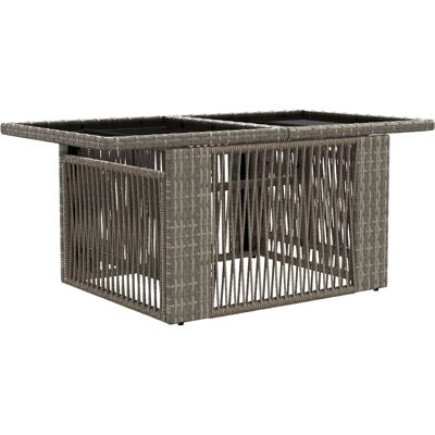 vidaXL Stół Ogrodowy Szary 100 x 55 x 37 cm Rattan PE i Szkło vidaXL Stół Ogrodowy Szary 100 x 55 x 37 cm Rattan PE i Szkło