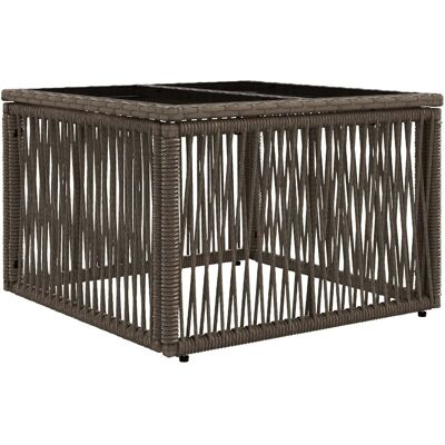 vidaXL Stół Ogrodowy Szary i czarny 55 x 55 x 37 cm Rattan PE i Szkło vidaXL Stół Ogrodowy Szary i czarny 55 x 55 x 37 cm Rattan PE i Szkło