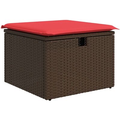 vidaXL Stołek ogrodowy z poduszką, brązowy, 55x55x37 cm, polirattan vidaXL Stołek ogrodowy z poduszką, brązowy, 55x55x37 cm, polirattan