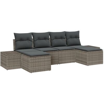 Zestaw Sofa Ogrodowego VidaXL - 6-częściowy, Szary, Nowoczesny, Prostokątny Zestaw Sofa Ogrodowego VidaXL - 6-częściowy, Szary, Nowoczesny, Prostokątny