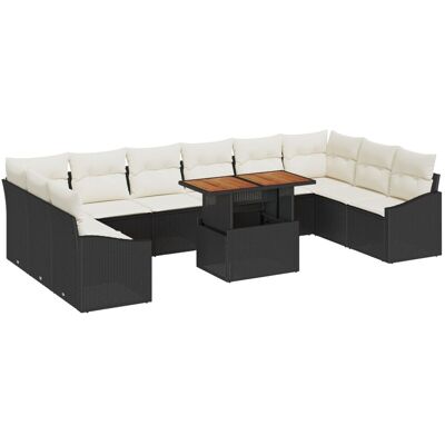 vidaXL Zestaw 11-częściowy sof ogrodowych z poduszkami Czarny Rattan vidaXL Zestaw 11-częściowy sof ogrodowych z poduszkami Czarny Rattan