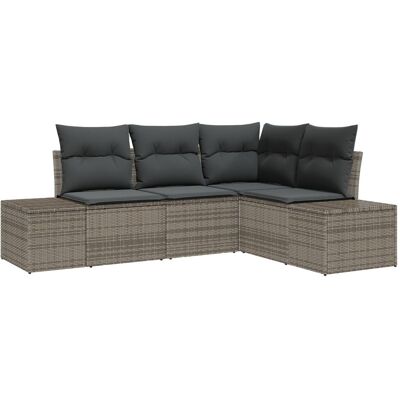 vidaXL Zestaw 4-częściowy sofy ogrodowej z poduszkami Szary Poli Rattan vidaXL Zestaw 4-częściowy sofy ogrodowej z poduszkami Szary Poli Rattan