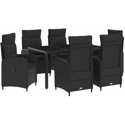 vidaXL Zestaw do jedzenia na zewnątrz 7 pcs Czarny 150 x 90 x 75 cm vidaXL Zestaw do jedzenia na zewnątrz 7 pcs Czarny 150 x 90 x 75 cm