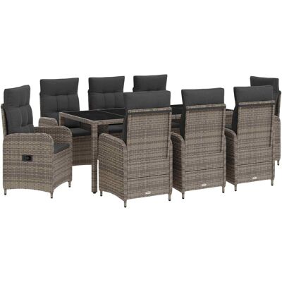 vidaXL Zestaw do jedzenia na zewnątrz 9 pcs Jasnoszary i ciemnoszary vidaXL Zestaw do jedzenia na zewnątrz 9 pcs Jasnoszary i ciemnoszary