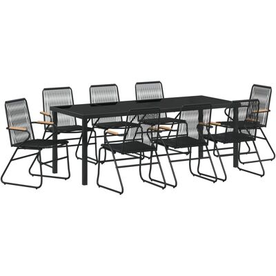vidaXL Zestaw Jadalniany 9 Części Czarny Rattan PVC vidaXL Zestaw Jadalniany 9 Części Czarny Rattan PVC