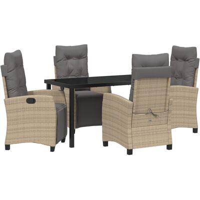 vidaXL Zestaw obiadowy 5-częściowy Beżowy Rattan vidaXL Zestaw obiadowy 5-częściowy Beżowy Rattan