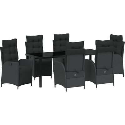vidaXL Zestaw obiadowy ogrodowy 7-elementowy Czarny Rattan Polirattan vidaXL Zestaw obiadowy ogrodowy 7-elementowy Czarny Rattan Polirattan