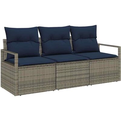 vidaXL Zestaw Sof 3 pcs Szary polirattan vidaXL Zestaw Sof 3 pcs Szary polirattan