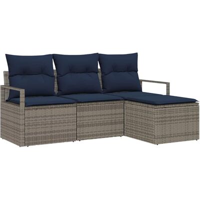vidaXL Zestaw Sof 4 pcs Szary polirattan vidaXL Zestaw Sof 4 pcs Szary polirattan