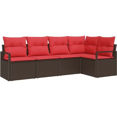 vidaXL Zestaw Sof 5 pcs Brązowy polirattan vidaXL Zestaw Sof 5 pcs Brązowy polirattan