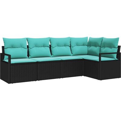 vidaXL Zestaw Sof 5 pcs Czarny polirattan vidaXL Zestaw Sof 5 pcs Czarny polirattan