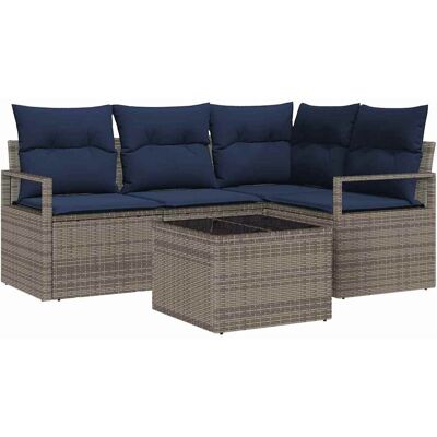 vidaXL Zestaw Sof 5 pcs Szary polirattan vidaXL Zestaw Sof 5 pcs Szary polirattan