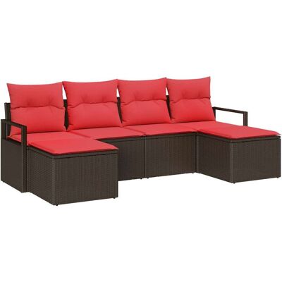 vidaXL Zestaw Sof 6 pcs Brązowy polirattan vidaXL Zestaw Sof 6 pcs Brązowy polirattan