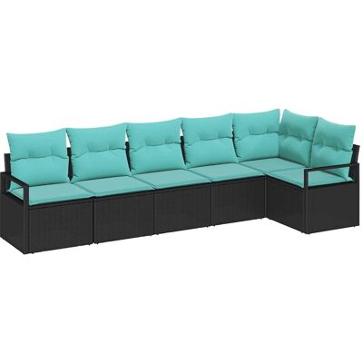 vidaXL Zestaw Sof 6 pcs Czarny polirattan vidaXL Zestaw Sof 6 pcs Czarny polirattan