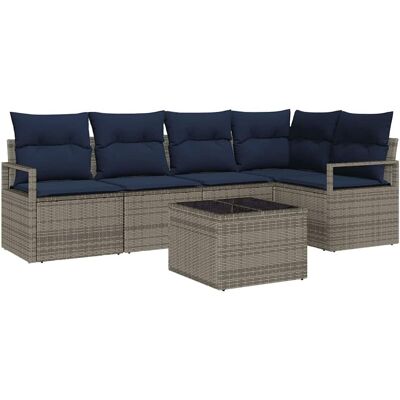 vidaXL Zestaw Sof 6 pcs Szary polirattan vidaXL Zestaw Sof 6 pcs Szary polirattan