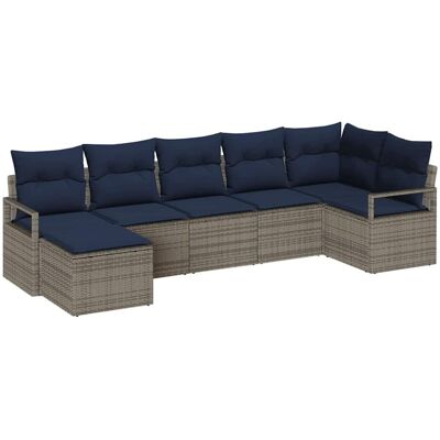 vidaXL Zestaw Sof 7 pcs Szary polirattan vidaXL Zestaw Sof 7 pcs Szary polirattan