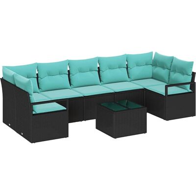 vidaXL Zestaw Sof 8 pcs Czarny i Turkusowy polirattan vidaXL Zestaw Sof 8 pcs Czarny i Turkusowy polirattan