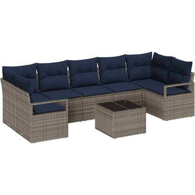 vidaXL Zestaw Sof 8 pcs Szary polirattan vidaXL Zestaw Sof 8 pcs Szary polirattan