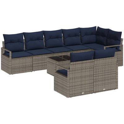 vidaXL Zestaw Sof 9 pcs Szary polirattan vidaXL Zestaw Sof 9 pcs Szary polirattan