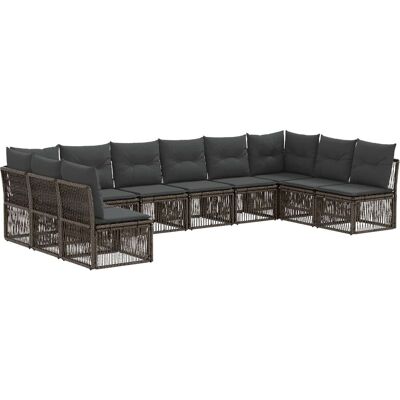 vidaXL Zestaw Sof na Ogród 10 pcs Szary polirattan vidaXL Zestaw Sof na Ogród 10 pcs Szary polirattan