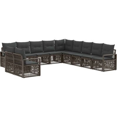 vidaXL Zestaw Sof na Ogród 11 pcs Szary polirattan vidaXL Zestaw Sof na Ogród 11 pcs Szary polirattan