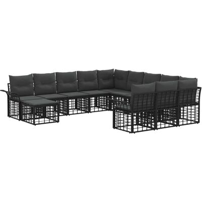 vidaXL Zestaw Sof na Ogród 12 pcs Czarny i Ciemnoszary polirattan vidaXL Zestaw Sof na Ogród 12 pcs Czarny i Ciemnoszary polirattan