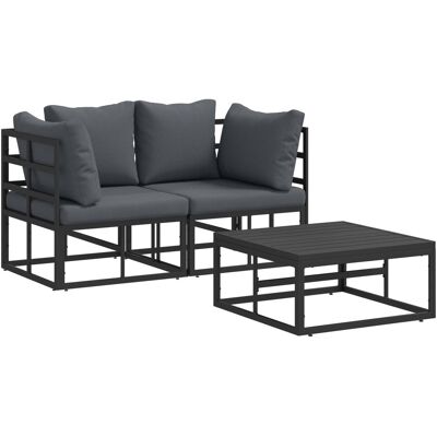 vidaXL Zestaw Sof na Ogród 3 pcs Czarny 70 x 70 x 32 cm Aluminium vidaXL Zestaw Sof na Ogród 3 pcs Czarny 70 x 70 x 32 cm Aluminium