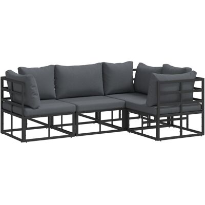vidaXL Zestaw Sof na Ogród 4 pcs Czarny 213 x 143 x 71 cm Aluminium vidaXL Zestaw Sof na Ogród 4 pcs Czarny 213 x 143 x 71 cm Aluminium