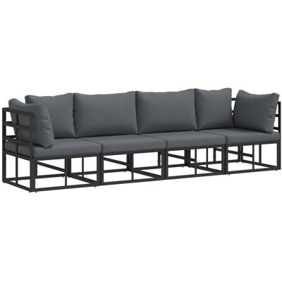 vidaXL Zestaw Sof na Ogród 4 pcs Czarny 283 x 71.5 x 71 cm Aluminium vidaXL Zestaw Sof na Ogród 4 pcs Czarny 283 x 71.5 x 71 cm Aluminium