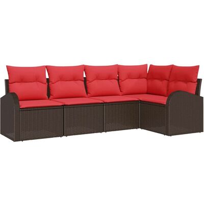 vidaXL Zestaw Sof na Ogród 5 pcs Brązowy polirattan vidaXL Zestaw Sof na Ogród 5 pcs Brązowy polirattan