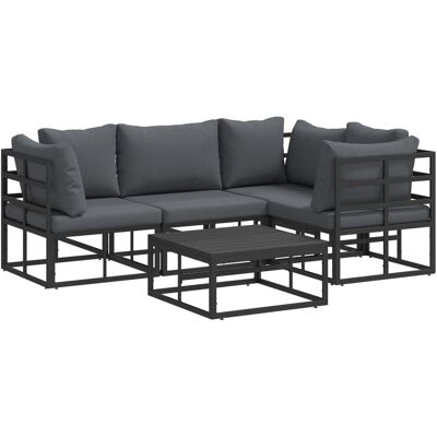 vidaXL Zestaw Sof na Ogród 5 pcs Czarny 70 x 70 x 32 cm Aluminium vidaXL Zestaw Sof na Ogród 5 pcs Czarny 70 x 70 x 32 cm Aluminium