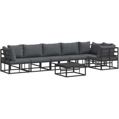 vidaXL Zestaw Sof na Ogród 7 pcs Czarny 70 x 70 x 32 cm Aluminium vidaXL Zestaw Sof na Ogród 7 pcs Czarny 70 x 70 x 32 cm Aluminium