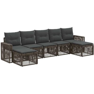 vidaXL Zestaw Sof na Ogród 7 pcs Szary i ciemnoszary polirattan vidaXL Zestaw Sof na Ogród 7 pcs Szary i ciemnoszary polirattan